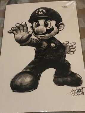 Autographed SUPER MARIO BROS BRAWL Art, Mario/Luigi Voice Actor Charles Martinet